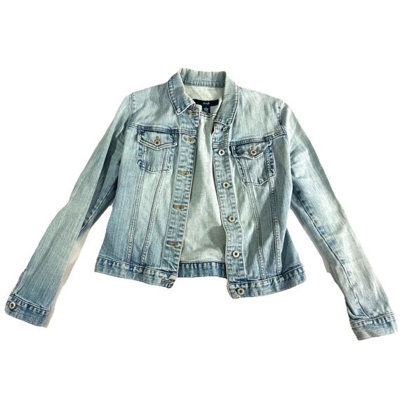 GAP Women’s Medium Denim Jean Jacket Stretch Light Wash Macau - Picture 1 of 8